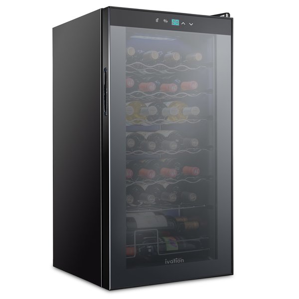 Ivation 28-Bottle Compressor Freestanding Wine Cooler Refrigerator - Black IVFWCC281B